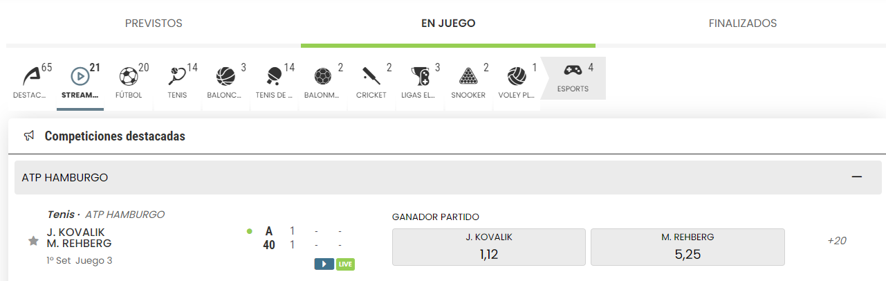 Apuestas en vivo – RETAbet gana