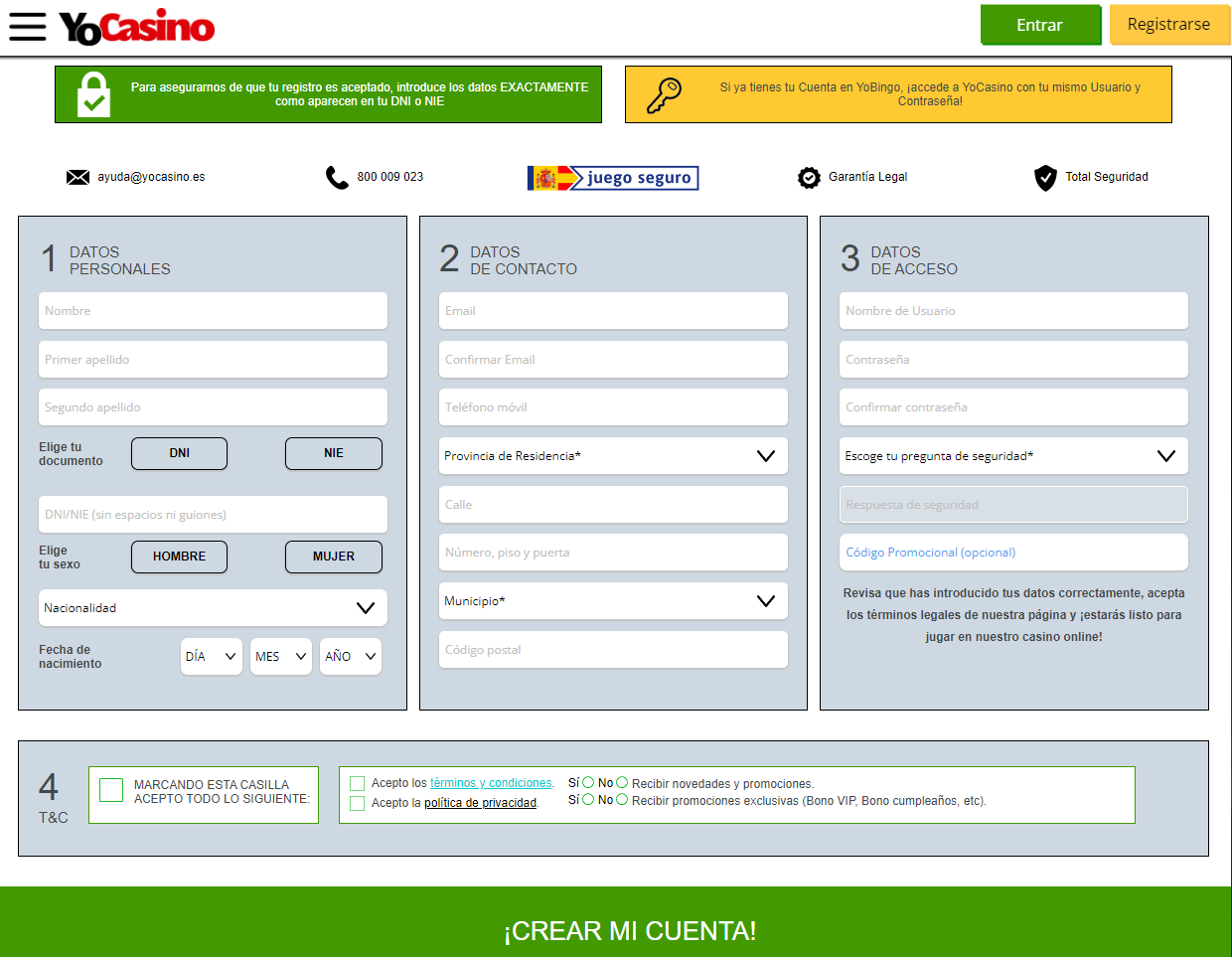 yocasino codigo promocional