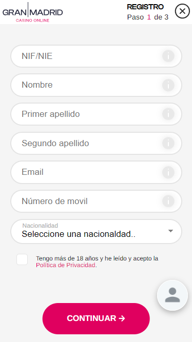casino gran madrid registro