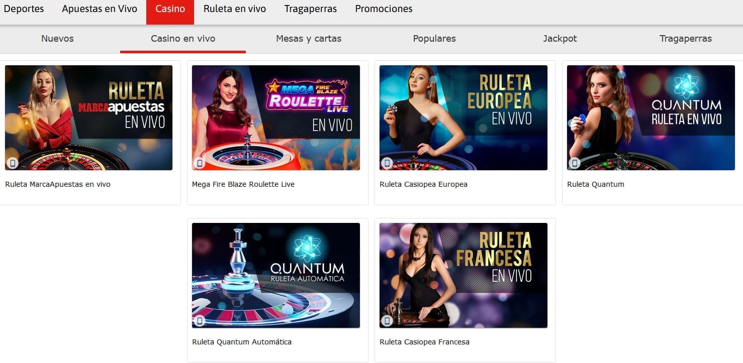 marca apuestas casino en vivo