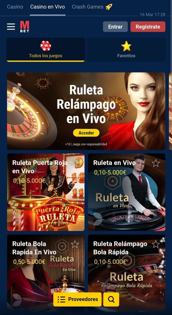 Casino en vivo Marathonbet