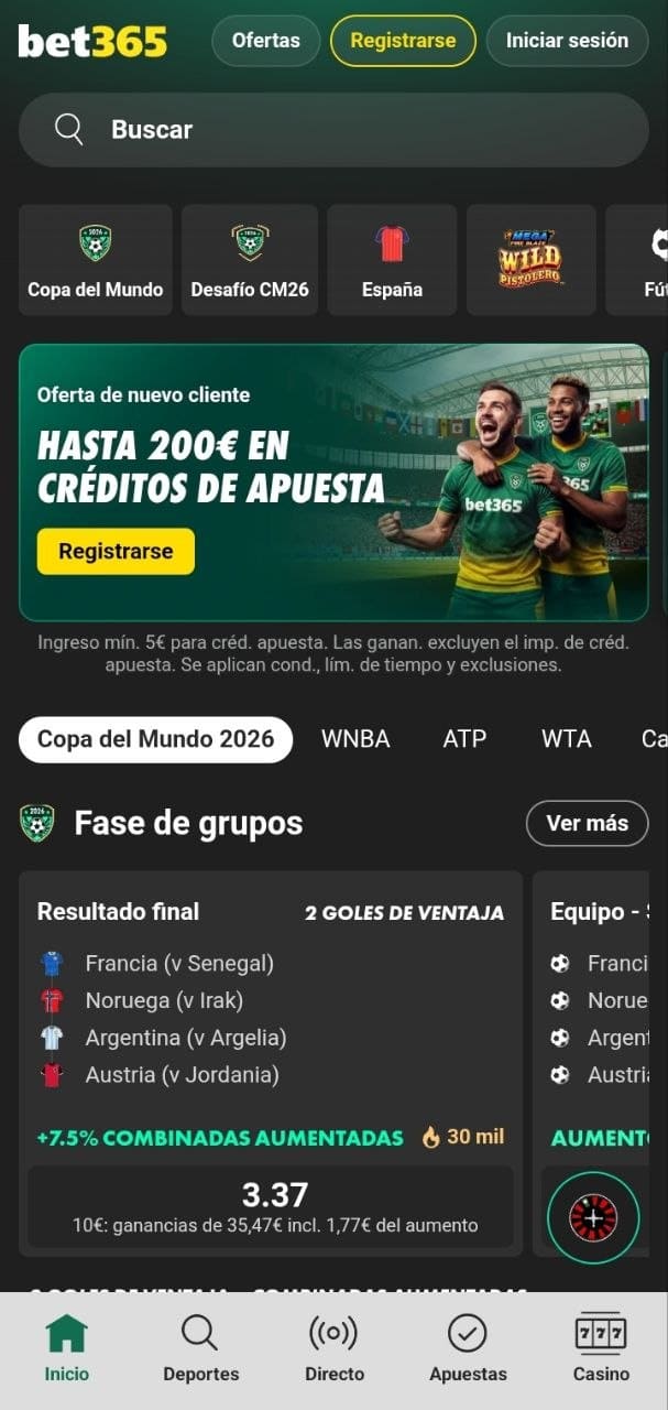 Captura de apuestas de bet365