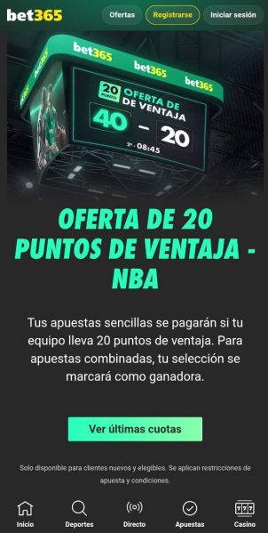 Promoción pago anticipado de baloncesto de bet365