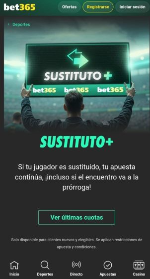 Promoción de Sustituto+ de bet365