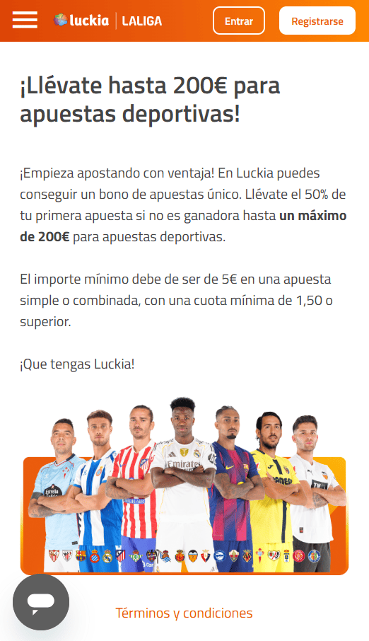 Bono de bienvenida de deportes de Luckia